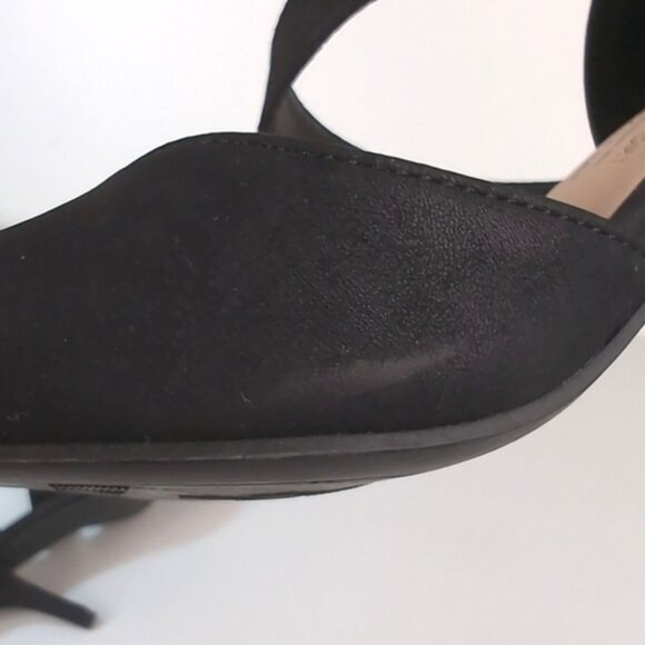 3/$20 George Asymmetric Pointed Heels Elegant Black Faux Suede Cushioned Shoes - Picture 12 of 13